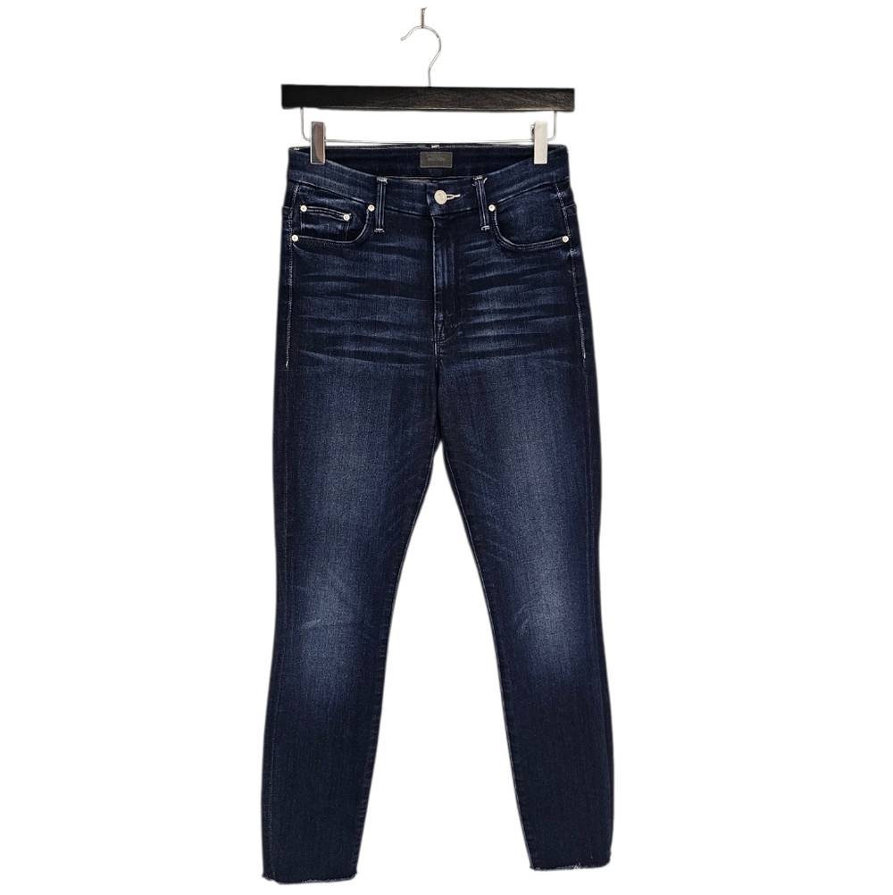 MOTHER High Waisted Looker Ankle Fray Skinny  Dark Blue‎ Jeans 26 Preowned